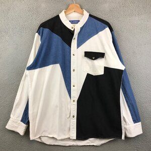 Vintage Alamosa Mens Western Long‎ Sleeve Shirt Color Block Sz XL Band Color